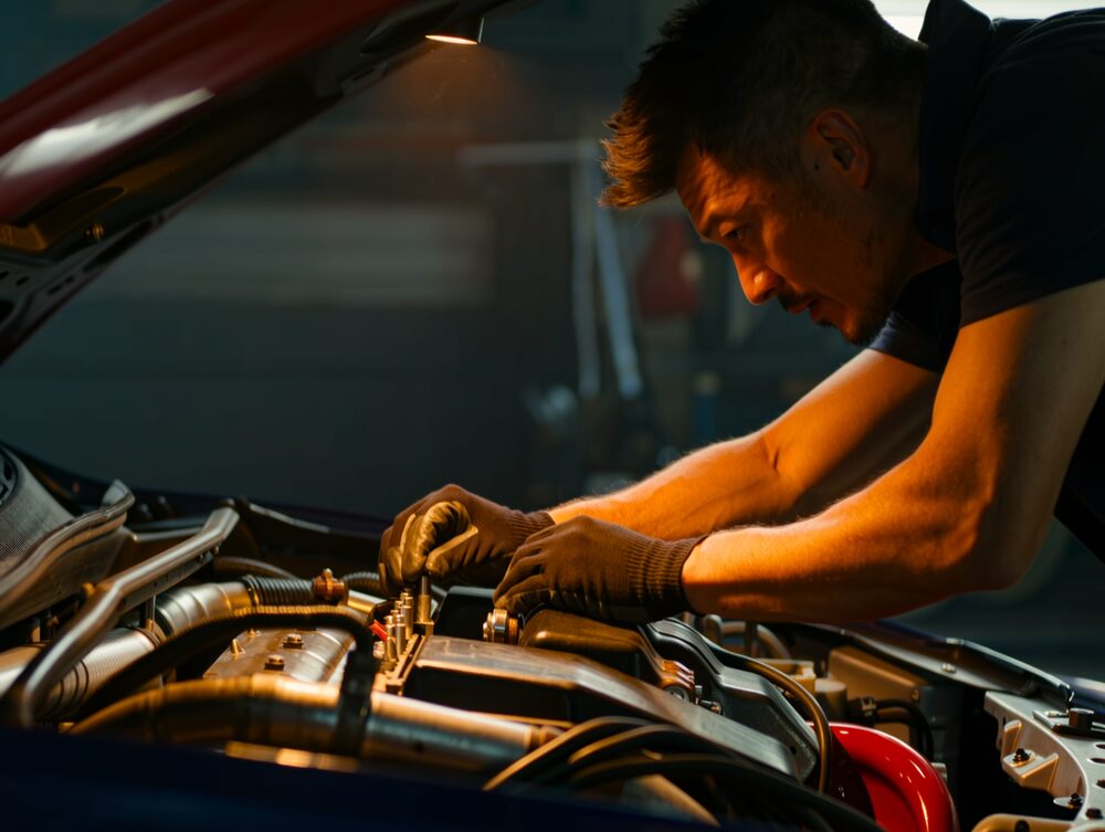 Механик JDM SERVICE за работой
